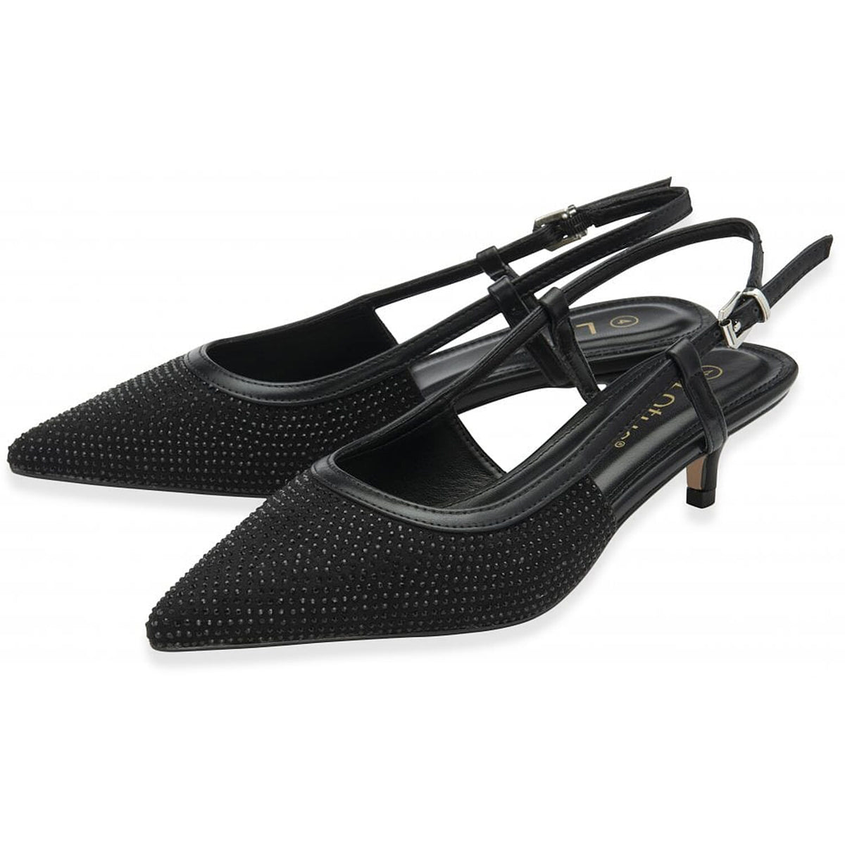 Lotus Bexley Slingback Pointed Toe Kitten Heel (Size 7) - Black V32564557 0