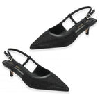 Lotus Bexley Slingback Pointed Toe Kitten Heel (Size 7) - Black_8305110_2
