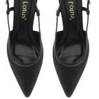 Lotus Bexley Slingback Pointed Toe Kitten Heel (Size 7) - Black_8305110_3