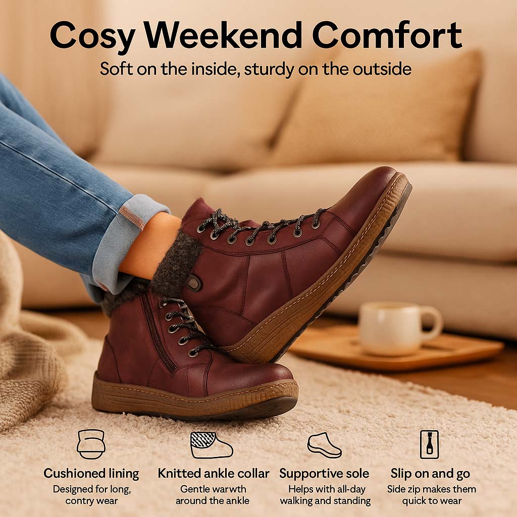 Lotus Blue Penrithe Lace Up Ankle Boots (Size 7) - Burgundy_8305304_2