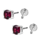 Royal Bali Collection - D'Joy Rhodolite Garnet Solitaire Stud Earring with Screw Back in Rhodium Overlay Sterling Silver_8305356_4