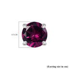Royal Bali Collection - D'Joy Rhodolite Garnet Solitaire Stud Earring with Screw Back in Rhodium Overlay Sterling Silver_8305356_5