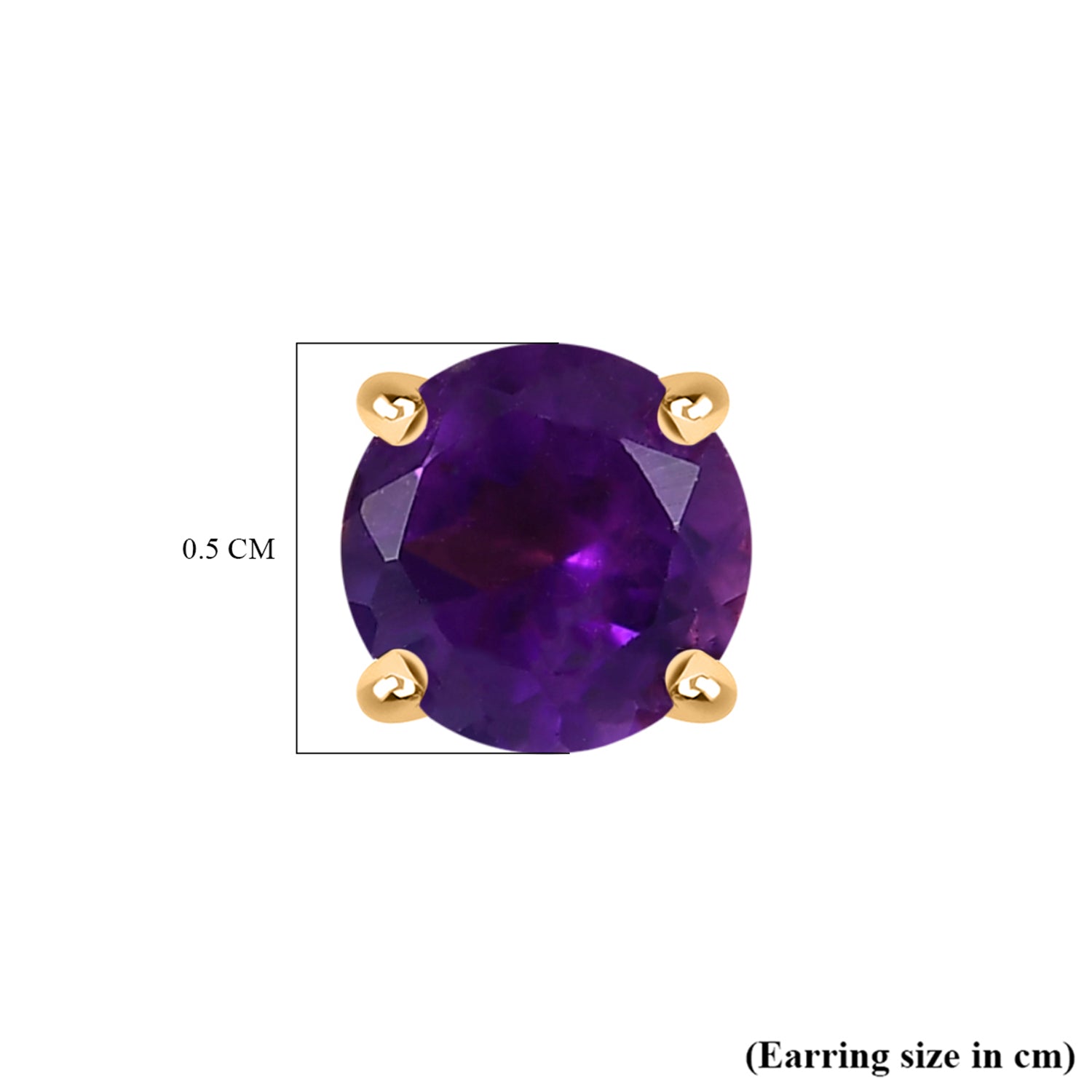 Poke Free Amethyst (5mm) February Birthstone Solitaire Stud Earring in 18K Vermeil Yellow Gold Plated Sterling Silver 8305359 9