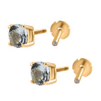 Royal Bali Collection - D'Joy Aquamarine Solitaire Stud Earring with Screw Back in Yellow Gold Plated Sterling Silver_8305360_3