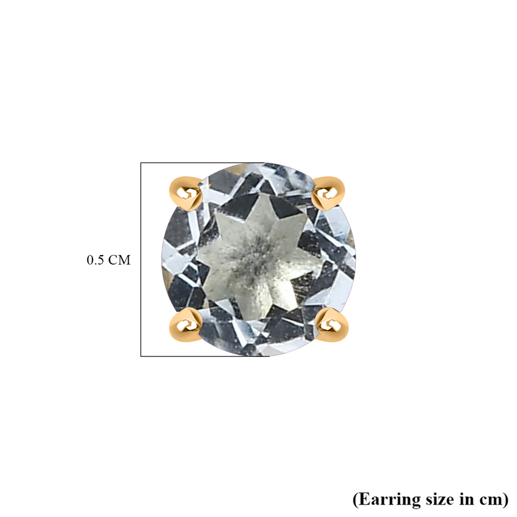 Royal Bali Collection - D'Joy Aquamarine Solitaire Stud Earring with Screw Back in Yellow Gold Plated Sterling Silver_8305360_8