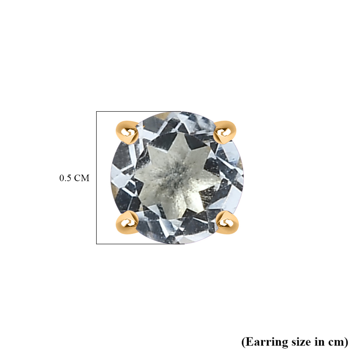 Poke Free Aquamarine (5mm) March Birthstone Solitaire Stud Earring in 18K Vermeil Yellow Gold Plated Sterling Silver 8305360 8