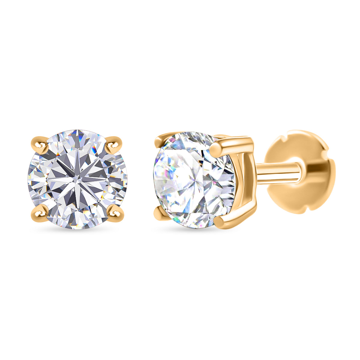 Poke Free Moissanite (5mm) April Birthstone Solitaire Stud Earring in 18K Vermeil Yellow Gold Plated Sterling Silver 8305361 0