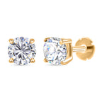 Royal Bali Collection - D'Joy Moissanite Solitaire Stud Earring with Screw Back in 18K Vermeil Yellow Gold Plated Sterling Silver_8305361