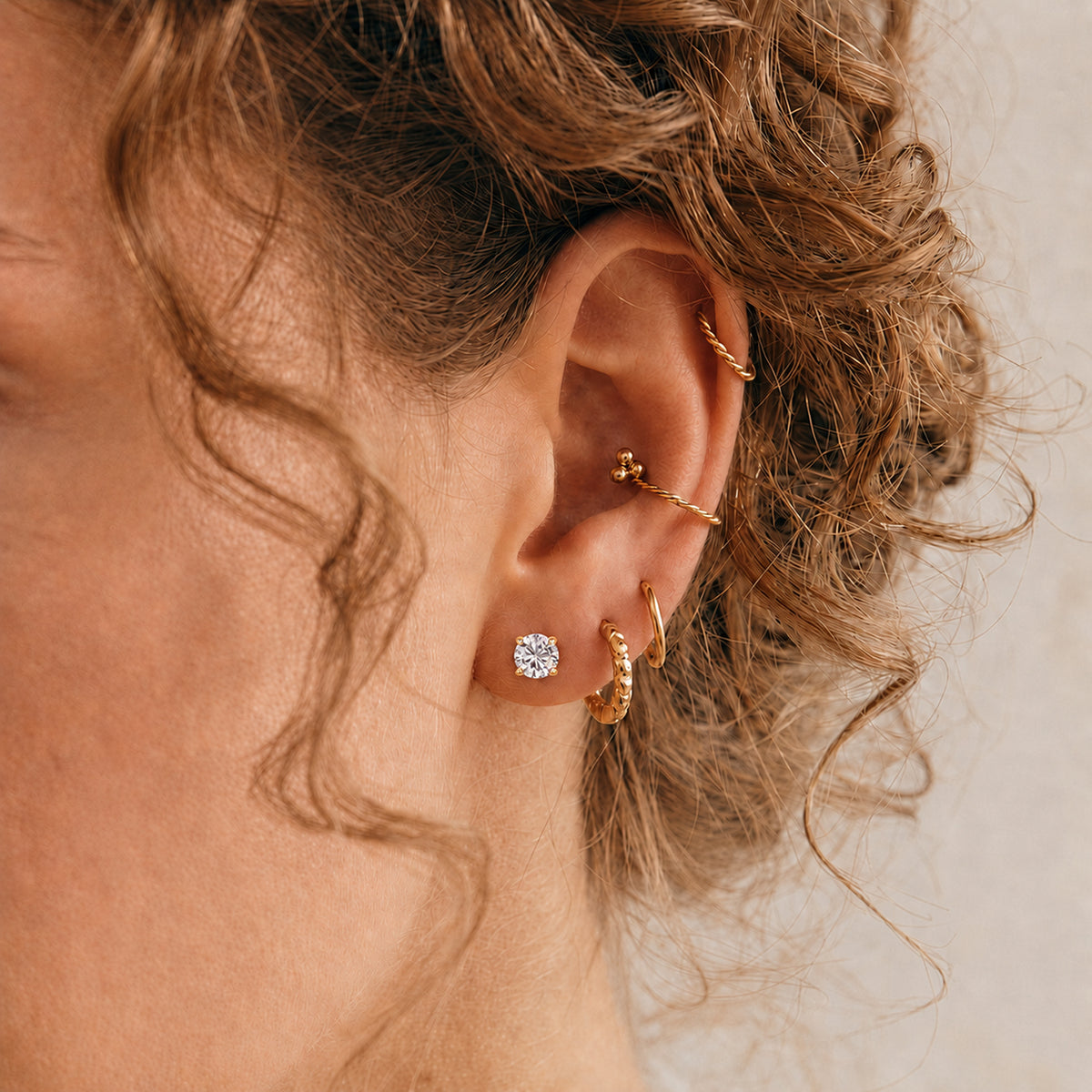 Poke Free Moissanite (5mm) April Birthstone Solitaire Stud Earring in 18K Vermeil Yellow Gold Plated Sterling Silver 8305361 5