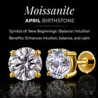 Royal Bali Collection - D'Joy Moissanite Solitaire Stud Earring with Screw Back in 18K Vermeil Yellow Gold Plated Sterling Silver_8305361_6