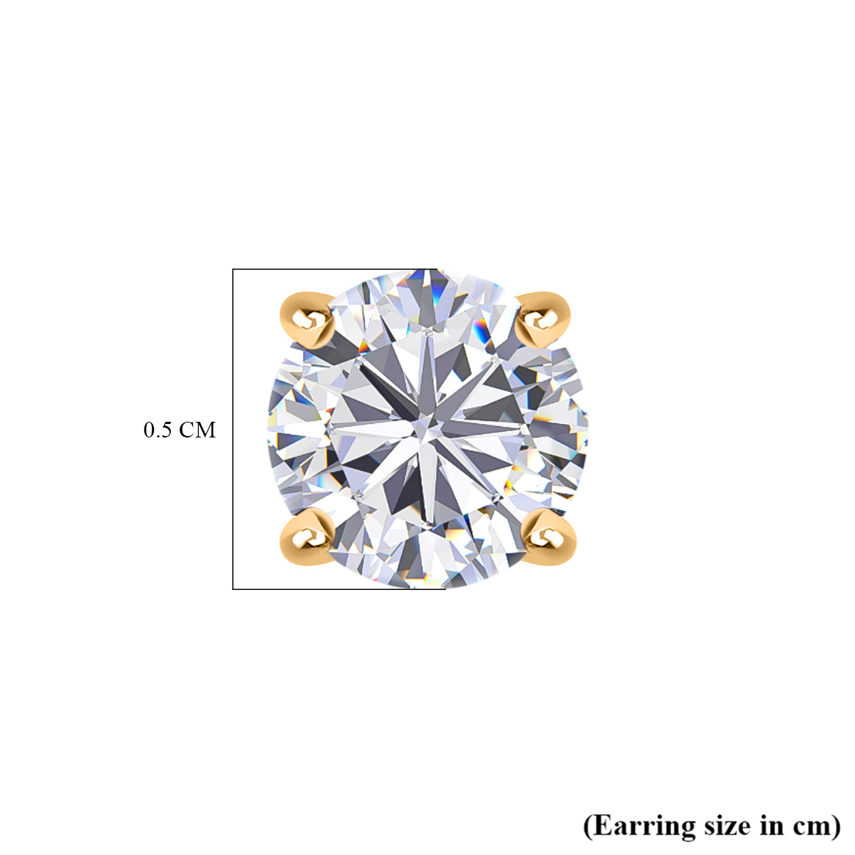 Poke Free Moissanite (5mm) April Birthstone Solitaire Stud Earring in 18K Vermeil Yellow Gold Plated Sterling Silver 8305361 8