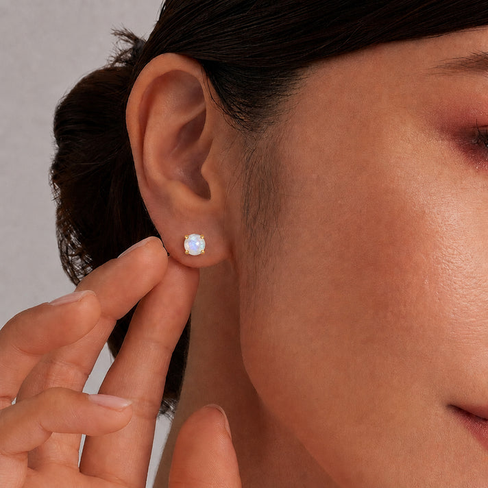 Poke Free Ruby (5mm) July Birthstone Solitaire Stud Earring in 18K Vermeil Yellow Gold Plated Sterling Silver 8305366 2