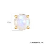 Royal Bali Collection - D'Joy Rainbow Moonstone Solitaire Stud Earring with Screw Back in 18K Vermeil Yellow Gold Plated Sterling Silver 1.04 Ct._8305362_8