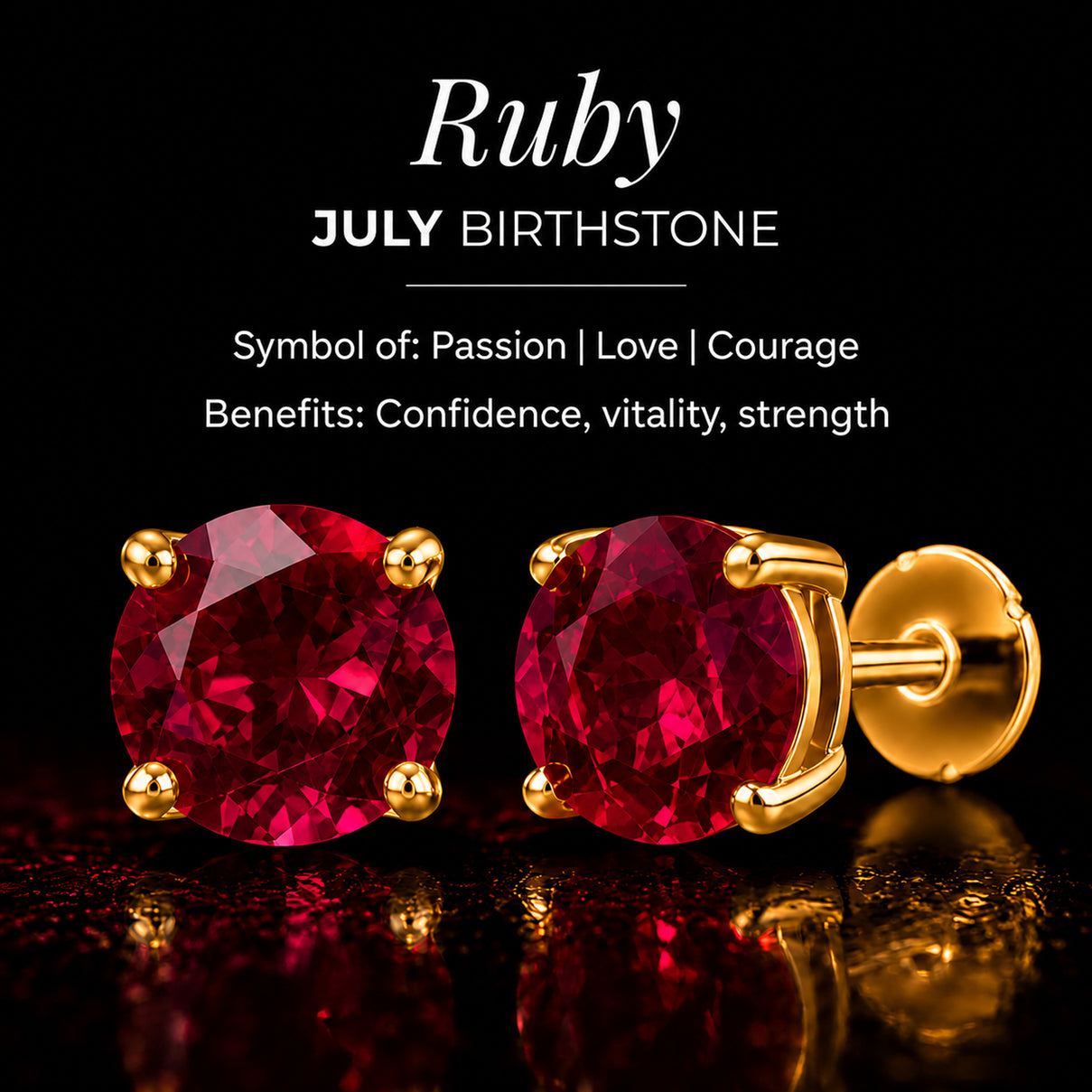 Poke Free Ruby (5mm) July Birthstone Solitaire Stud Earring in 18K Vermeil Yellow Gold Plated Sterling Silver 8305366 7