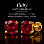 Royal Bali Collction - D'Joy African Ruby Solitaire Earring with Screw Back in 18K Vermeil Yellow Gold Plated Sterling Silver 1.46 Ct._8305366_6