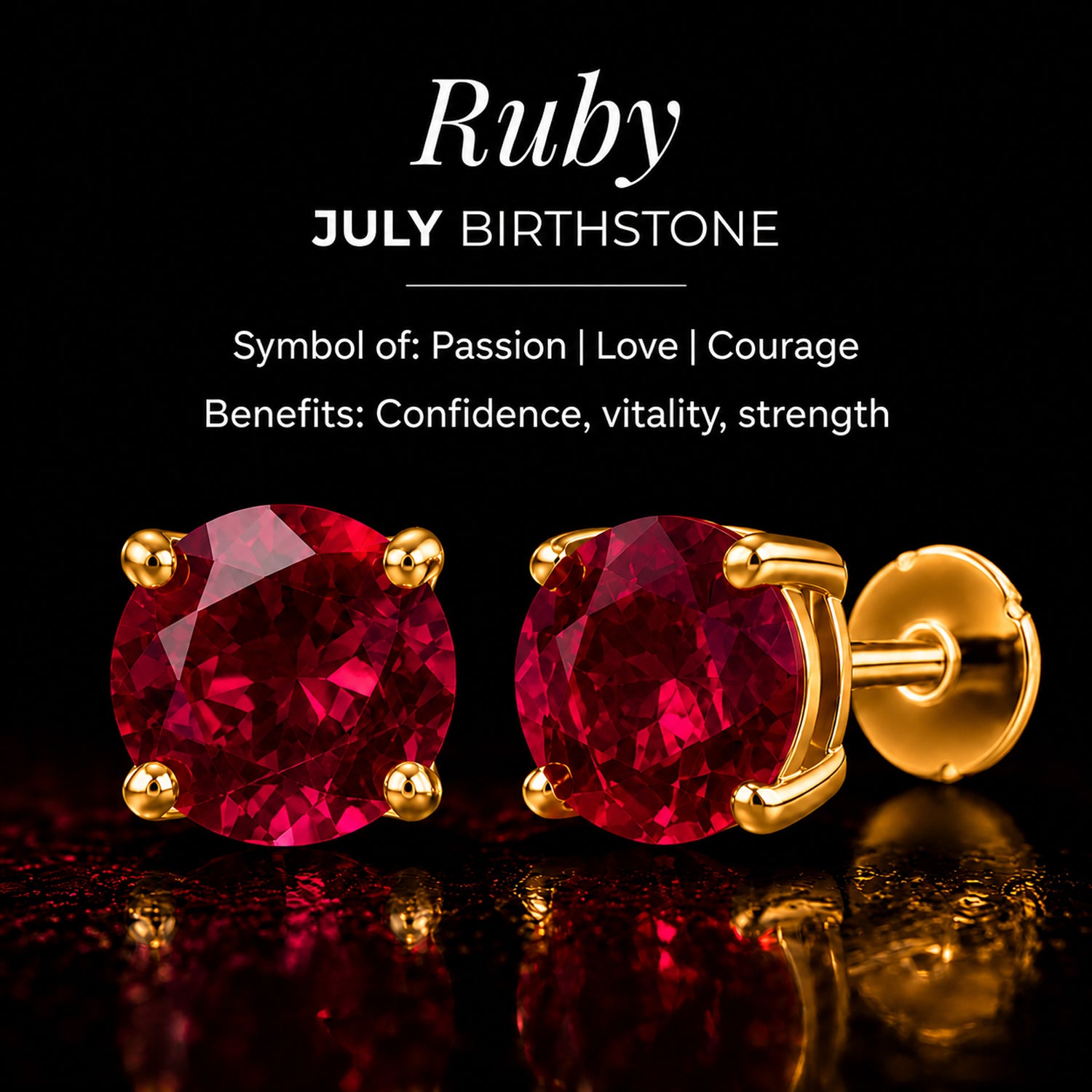 Poke Free Ruby (5mm) July Birthstone Solitaire Stud Earring in 18K Vermeil Yellow Gold Plated Sterling Silver 8305366 7