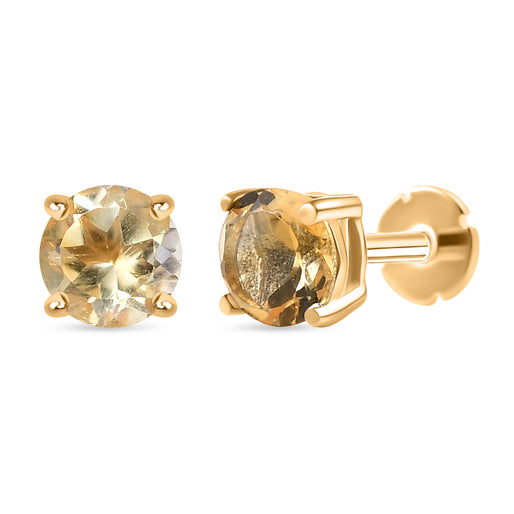 D'Joy - Fissure Filled Blue Sapphire Stud Earring with Screw Back in 18K Vermeil Yellow Gold Plated Sterling Silver 1.51 Ct.