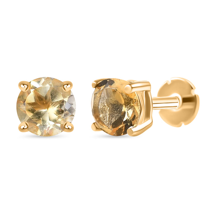 Poke Free Ruby (5mm) July Birthstone Solitaire Stud Earring in 18K Vermeil Yellow Gold Plated Sterling Silver 8305366 1