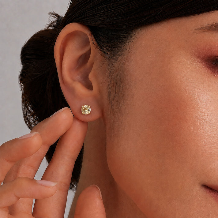 Poke Free Ruby (5mm) July Birthstone Solitaire Stud Earring in 18K Vermeil Yellow Gold Plated Sterling Silver 8305366 2