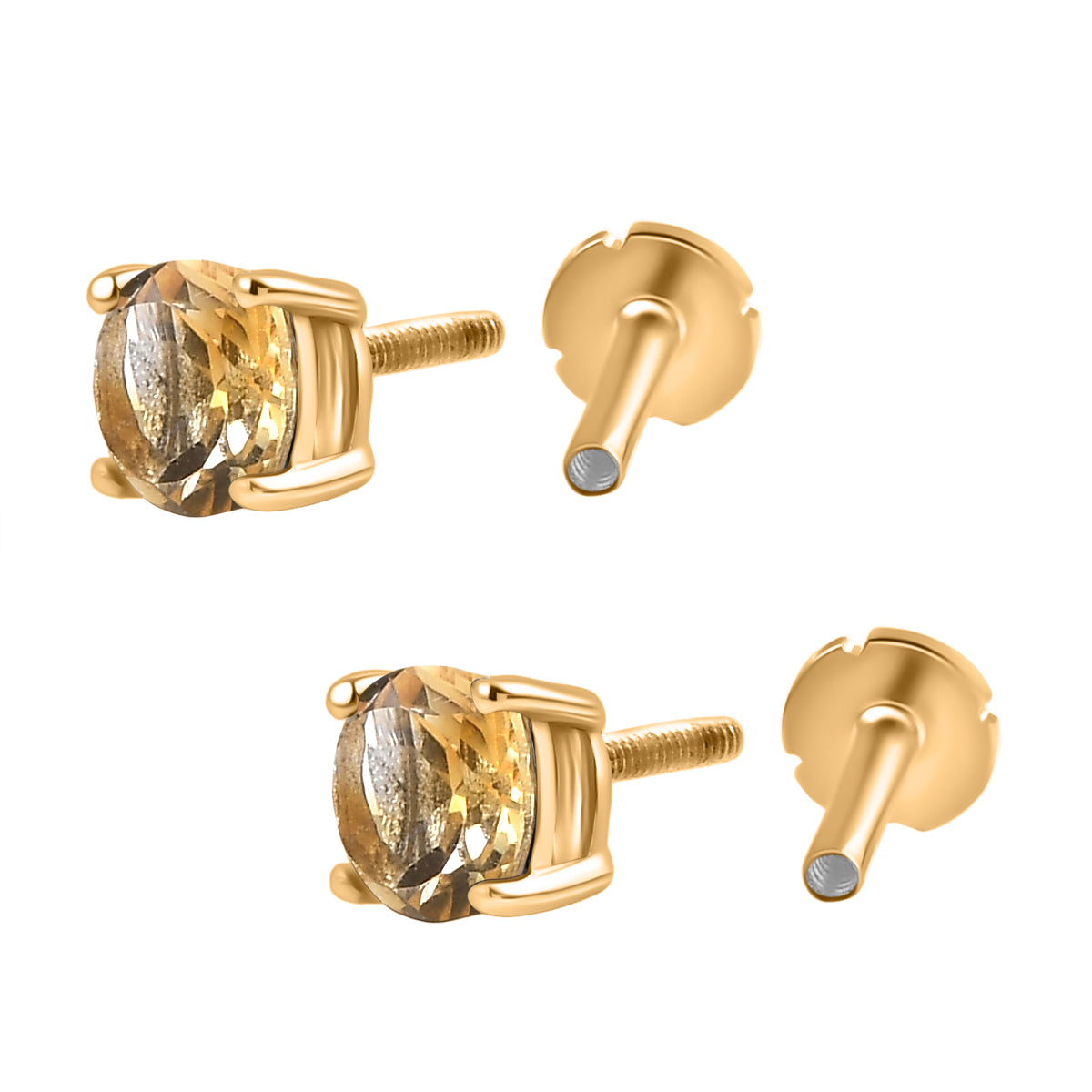 Poke Free Citrine (5mm) November Birthstone Solitaire Stud Earring in 18K Vermeil Yellow Gold Plated Sterling Silver 8305370 3
