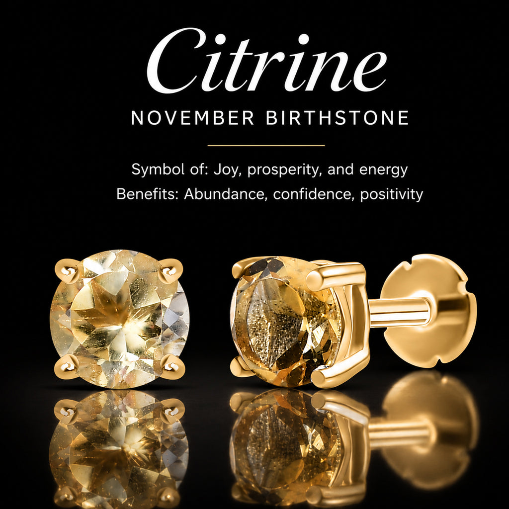 Royal Bali Collection - D'Joy Citrine Solitaire Earring with Screw Back in 18K Vermeil Yellow Gold Plated Sterling Silver_8305370_6