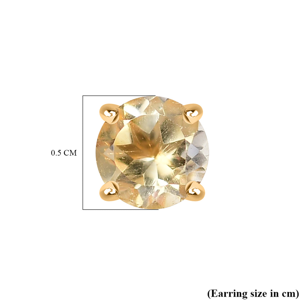 Royal Bali Collection - D'Joy Citrine Solitaire Earring with Screw Back in 18K Vermeil Yellow Gold Plated Sterling Silver_8305370_8