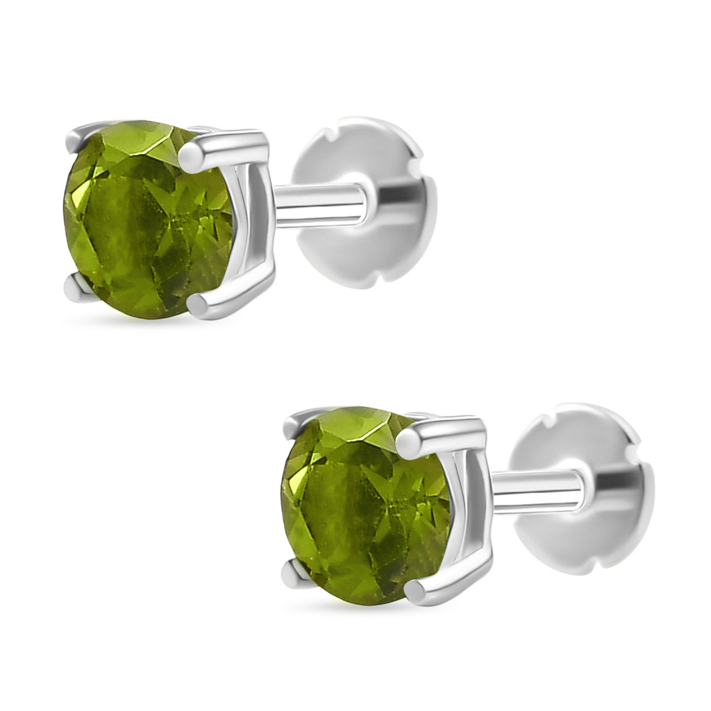 Royal Bali Collection - D'Joy Peridot Earring with Screw Back in Rhodium Overlay Sterling Silver 1.06 Ct._8305394_3