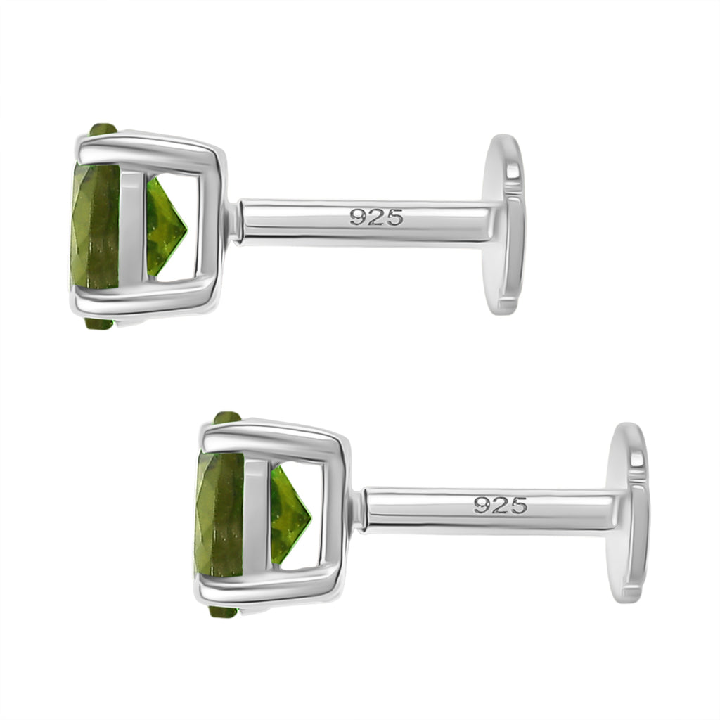 Royal Bali Collection - D'Joy Peridot Earring with Screw Back in Rhodium Overlay Sterling Silver 1.06 Ct._8305394_4