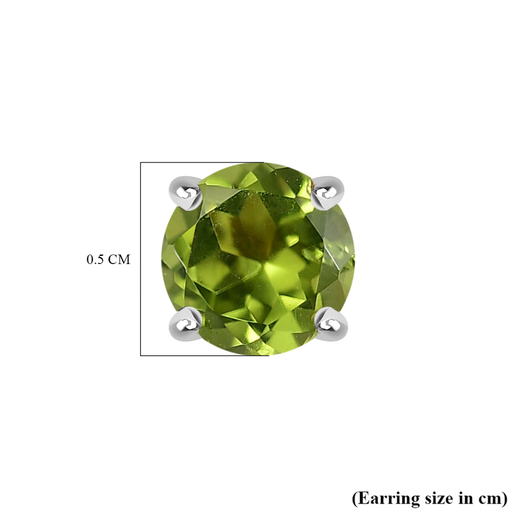 Royal Bali Collection - D'Joy Peridot Earring with Screw Back in Rhodium Overlay Sterling Silver 1.06 Ct._8305394_6