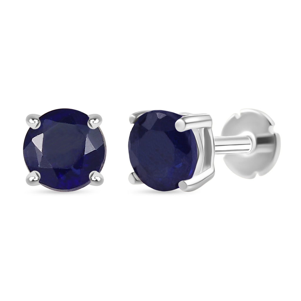 Royal Bali Collection - D'Joy Fissure Filled Blue Sapphire Stud Earring with Screw Back in Rhodium Overlay Sterling Silver 1.51 Ct._8305395