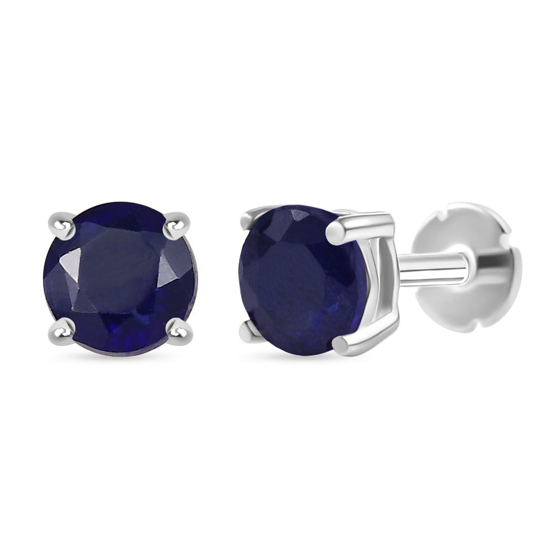 Royal Bali Collection - D'Joy Fissure Filled Blue Sapphire Stud Earring with Screw Back in Rhodium Overlay Sterling Silver 1.51 Ct._8305395