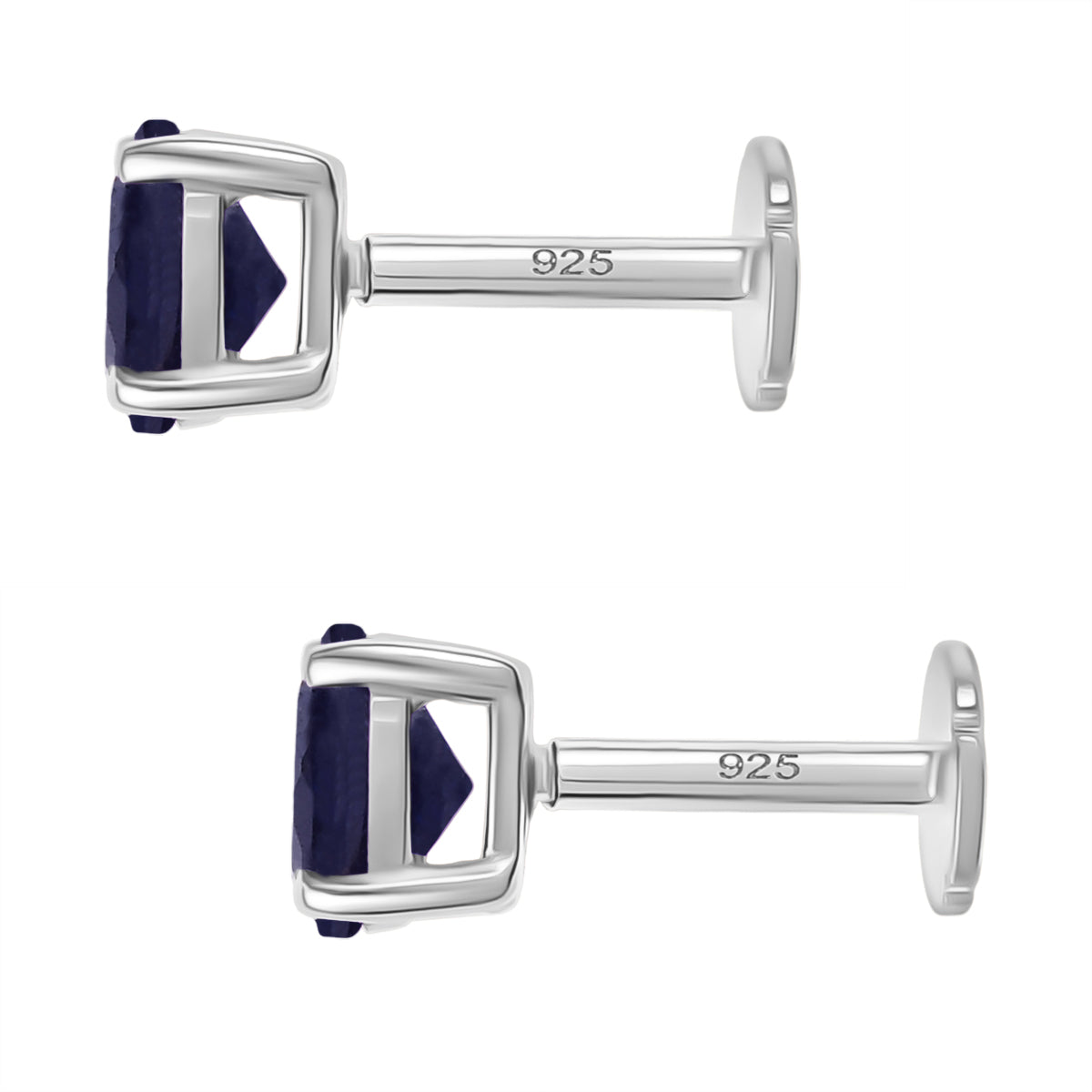 Poke Free Blue Sapphire (5mm) September Birthstone Solitaire Stud Earring in Rhodium Overlay Sterling Silver 8305395 5