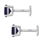 Royal Bali Collection - D'Joy Fissure Filled Blue Sapphire Stud Earring with Screw Back in Rhodium Overlay Sterling Silver 1.51 Ct._8305395_4