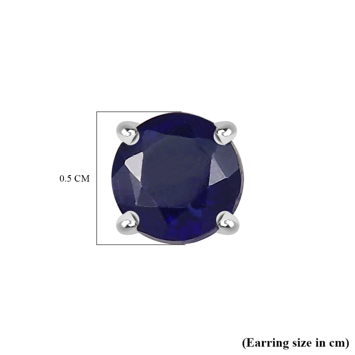 Poke Free Blue Sapphire (5mm) September Birthstone Solitaire Stud Earring in Rhodium Overlay Sterling Silver 8305395 7