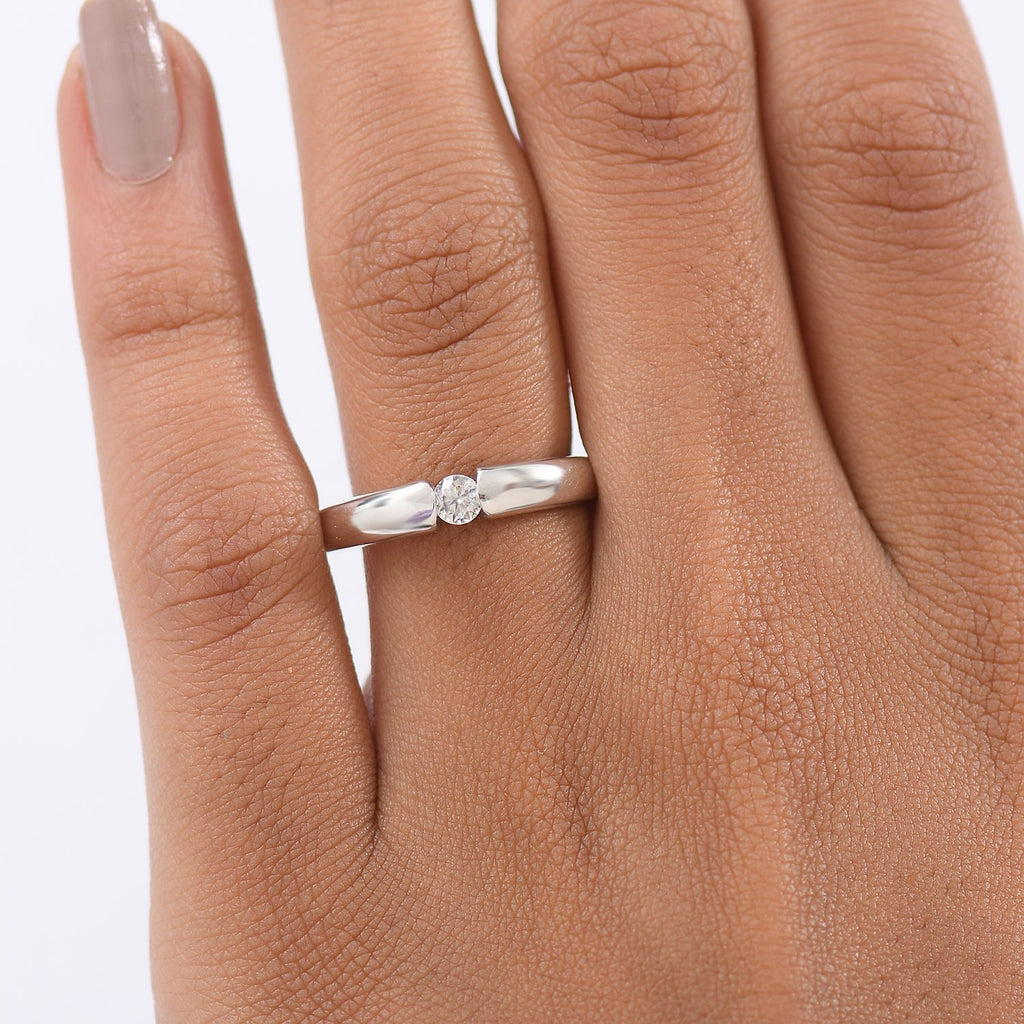 Moissanite Ring in Tension Setting Platinum Overlay Sterling Silver_8306004_2