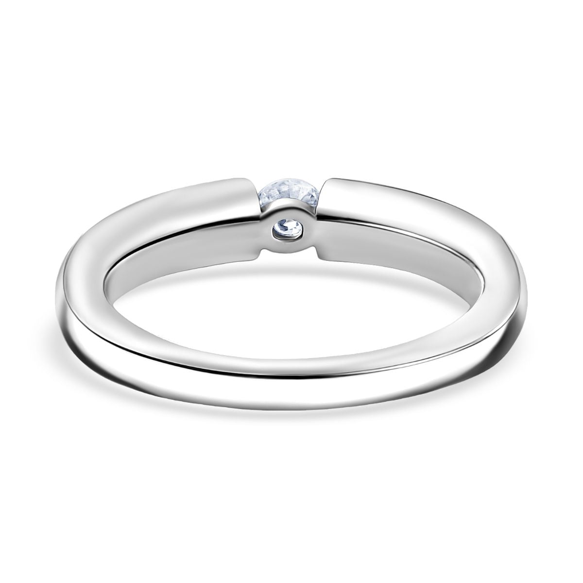 Moissanite Ring in Tension Setting Platinum Overlay Sterling Silver 8306004 4