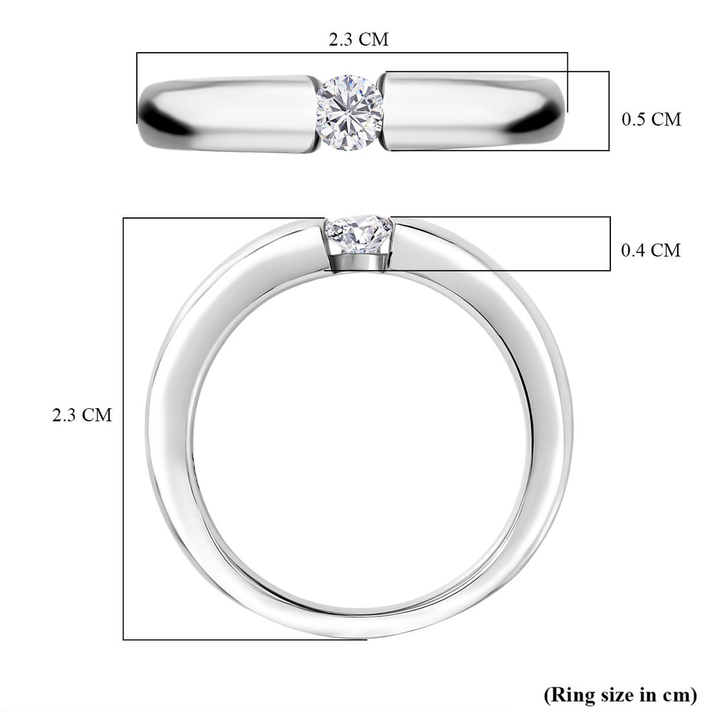 Moissanite Ring in Tension Setting Platinum Overlay Sterling Silver_8306004_5
