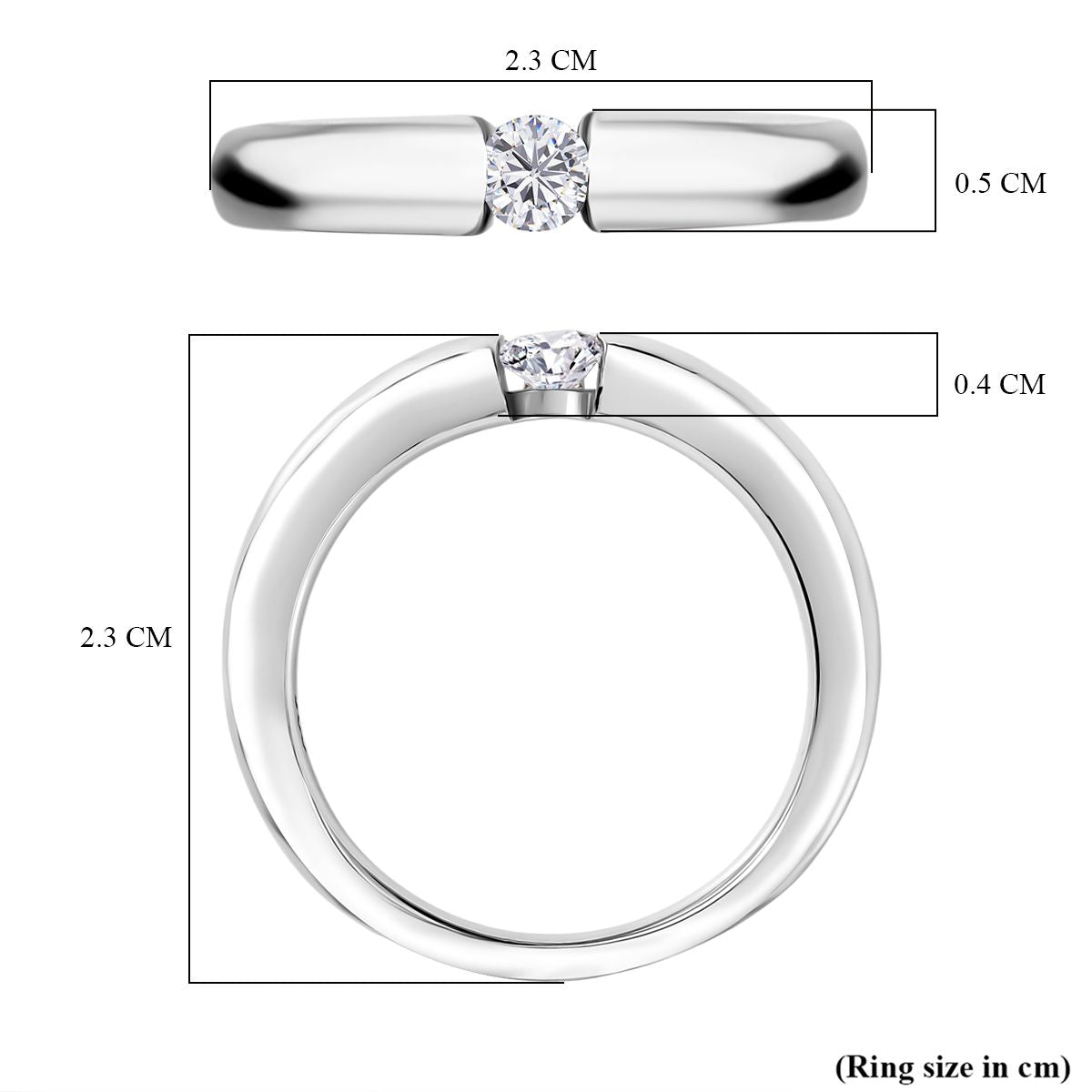 Moissanite Ring in Tension Setting Platinum Overlay Sterling Silver 8306004 5