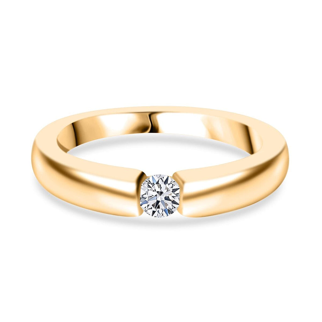 Moissanite Tension Setting Ring in Yellow Gold Plated Sterling Silver