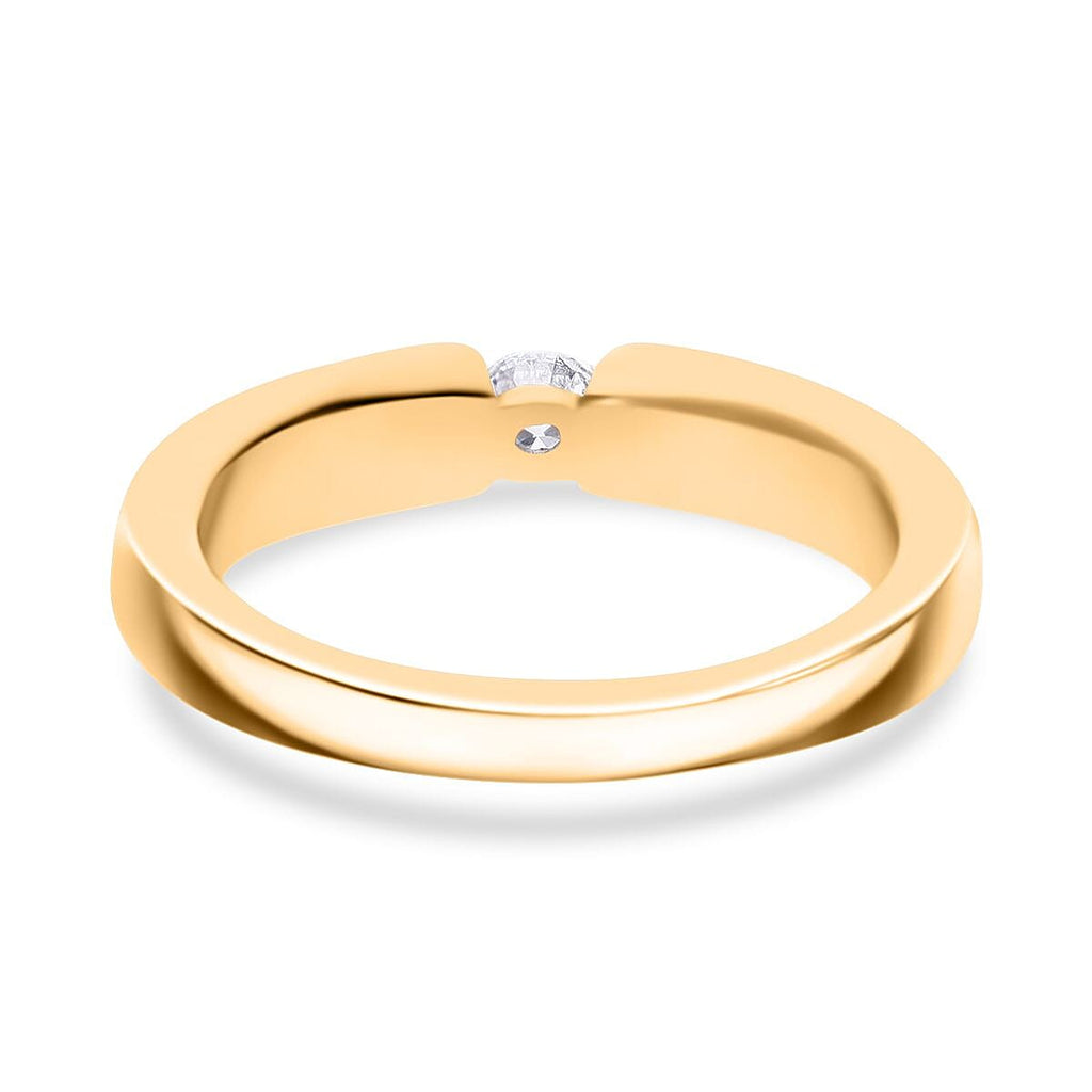 Moissanite Tension Setting Ring in Yellow Gold Plated Sterling Silver