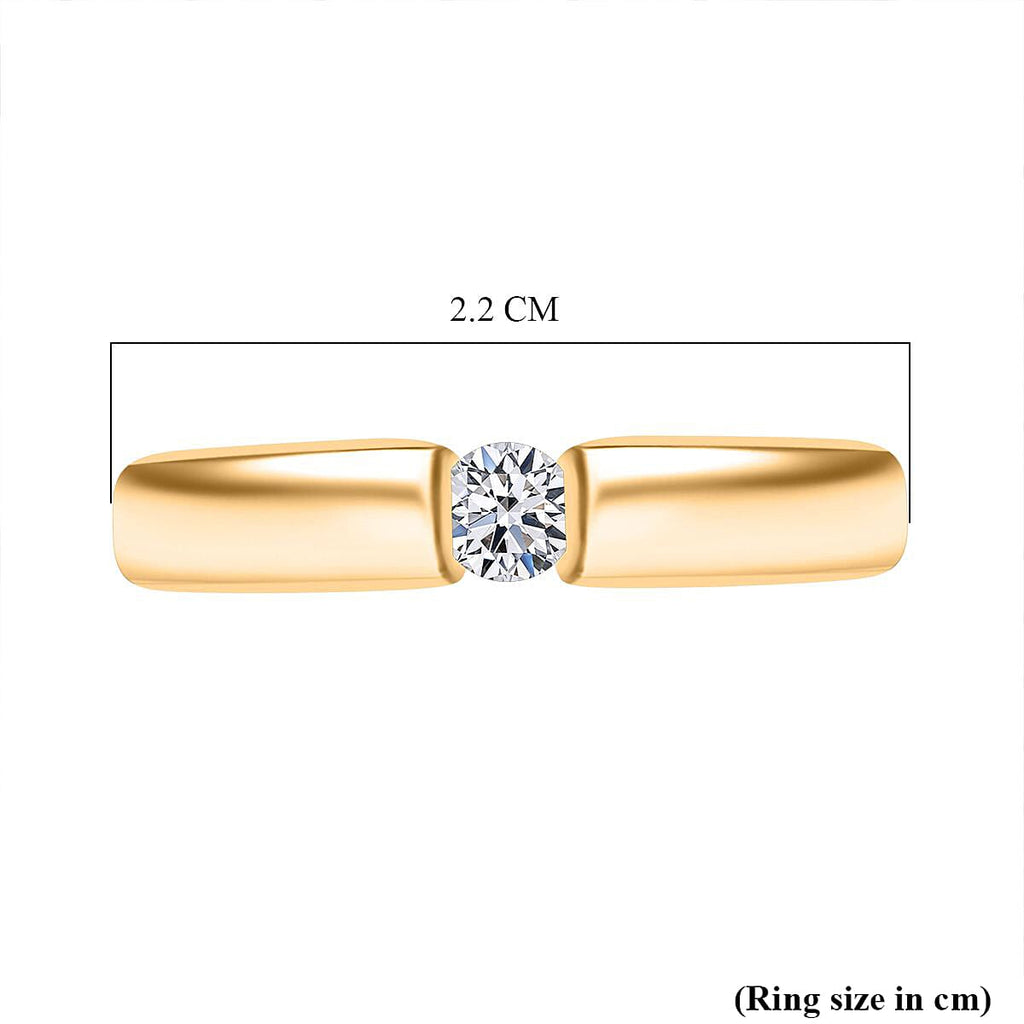 Moissanite Tension Setting Ring in Yellow Gold Plated Sterling Silver