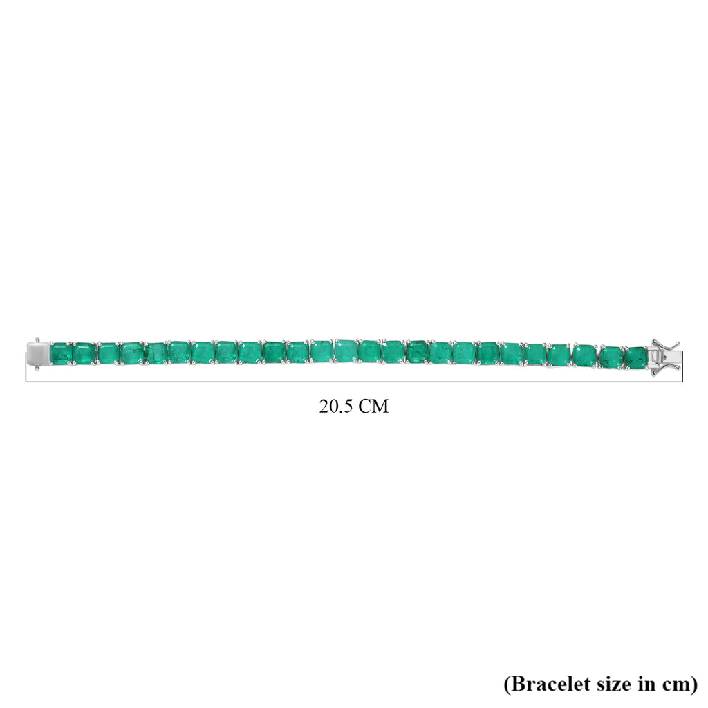 D'Joy Emeraldine Triplet Quartz Line Bracelet (Size 7.5)  in Rhodium Overlay Sterling Silver 39.58 Ct, Silver Wt. 16.00 Gms._8306129_4