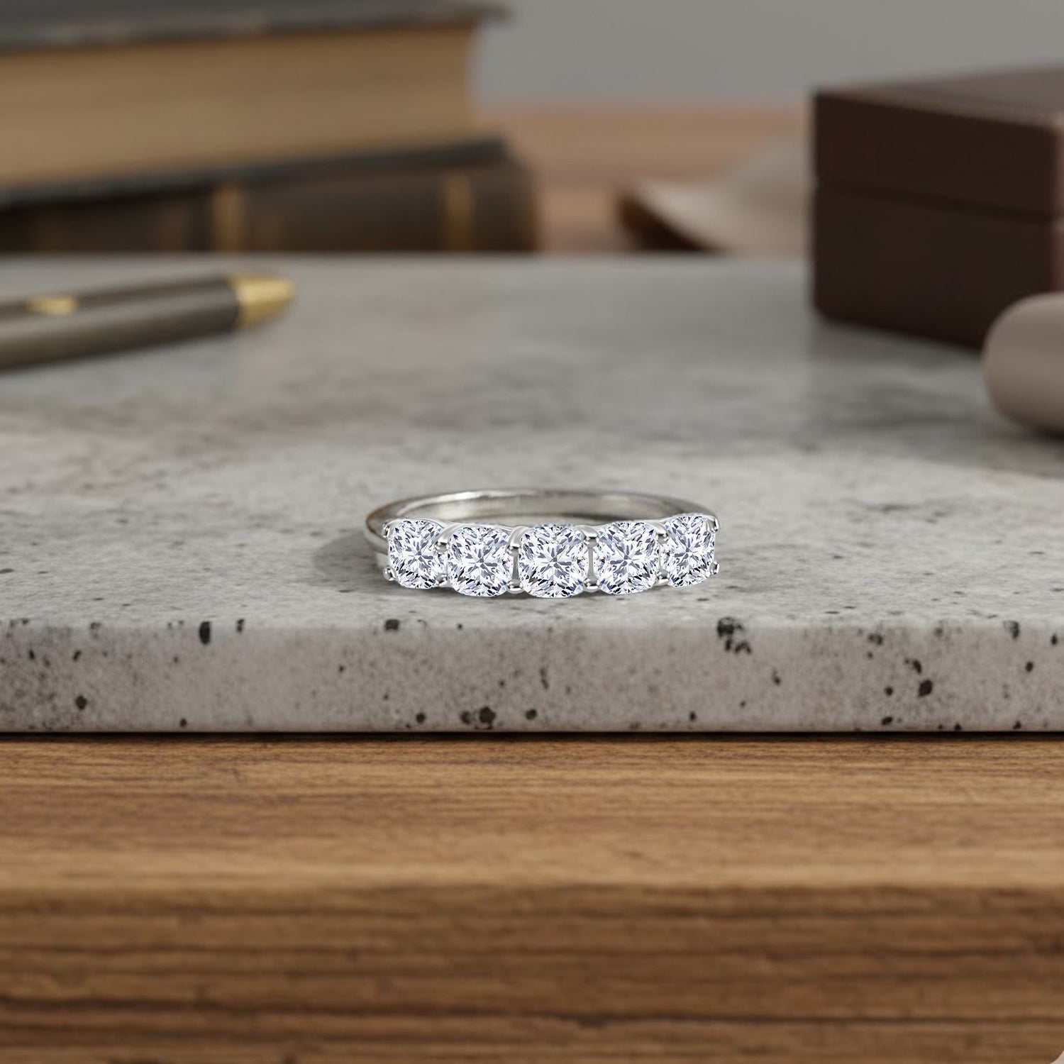 LUXURIANT 2 Ct. Lab Grown Diamond 5 Stone Ring in 950 Platinum, SGL Certified 8306321 2