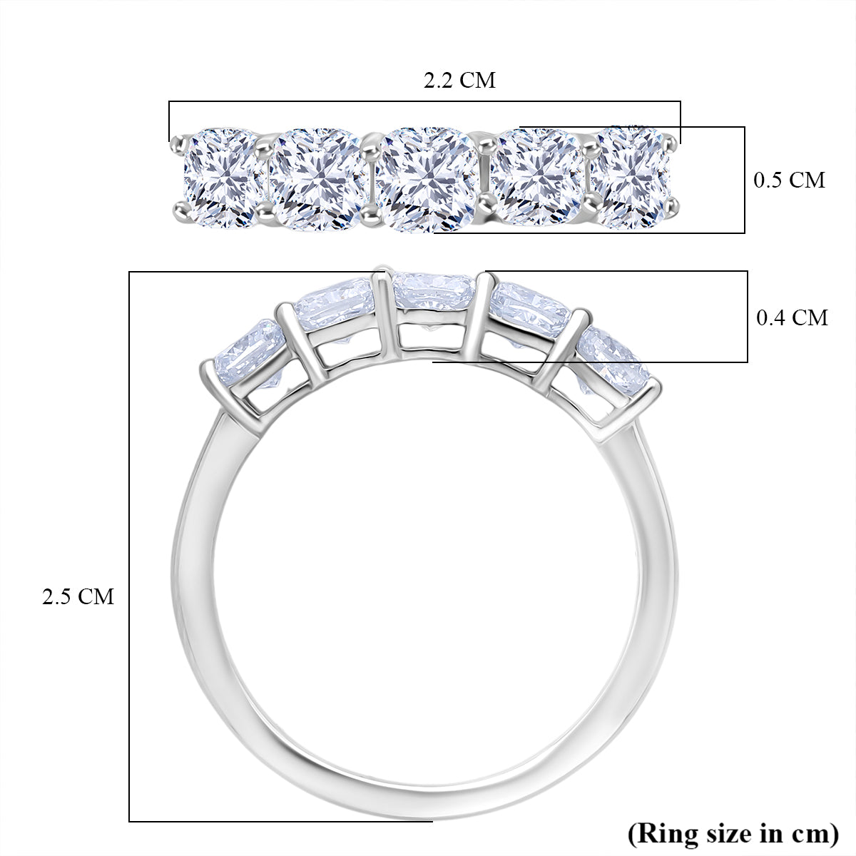 LUXURIANT 2 Ct. Lab Grown Diamond 5 Stone Ring in 950 Platinum, SGL Certified 8306321 6