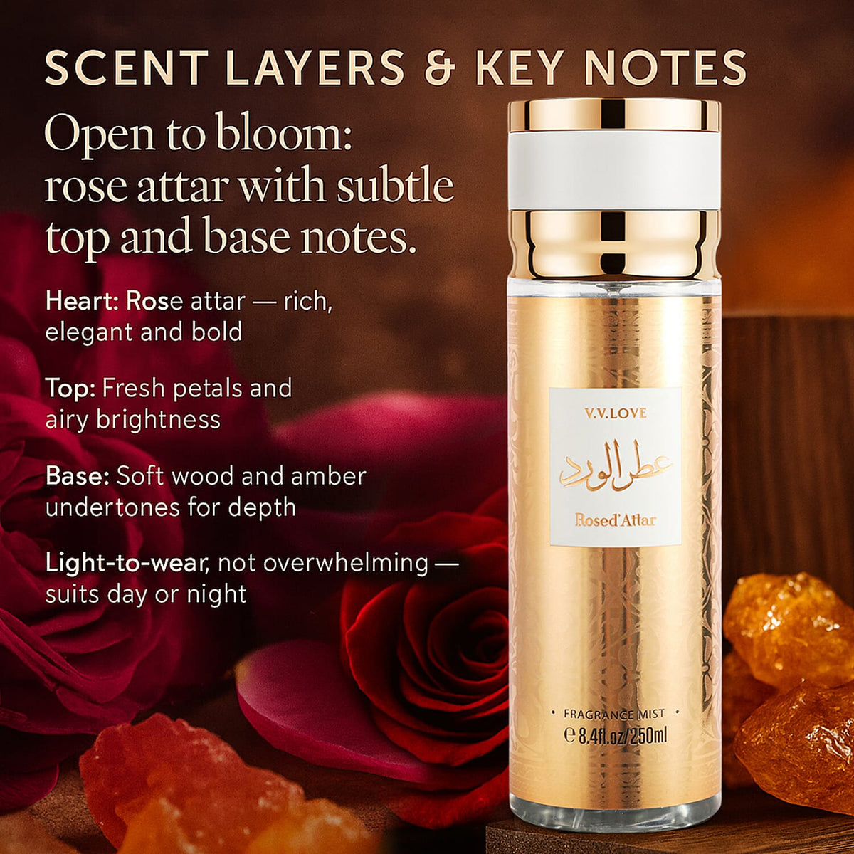 Laurelle Rosed Attar Fragrance Mist 250ml | Rose-Rich Aroma 8306409 3