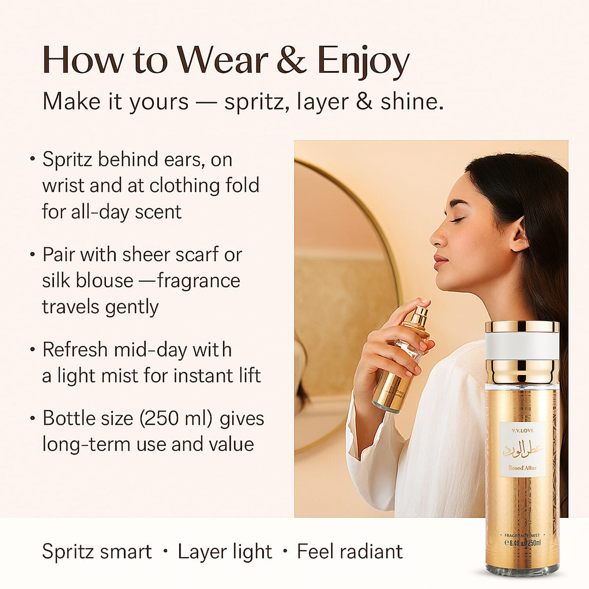 Laurelle Rosed Attar Fragrance Mist 250ml | Rose-Rich Aroma 8306409 4