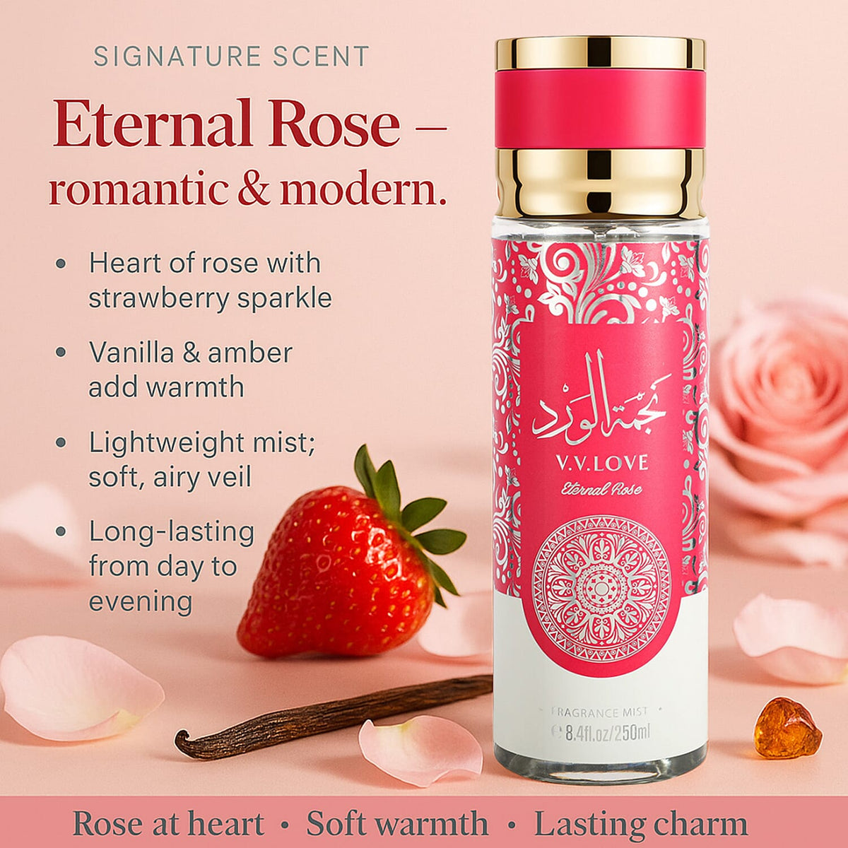 Laurelle Eternal Rose Fragrance Mist 250ml | Strawberry, Vanilla &amp; Amber 8306410 1