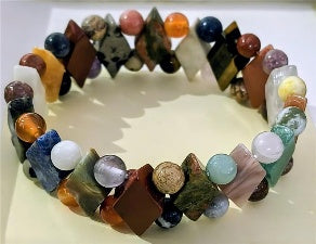 Orbicular Multicolour Jasper Beads Stretchable Bracelet (Size - 7) 150.00 Ct. 8306448 0