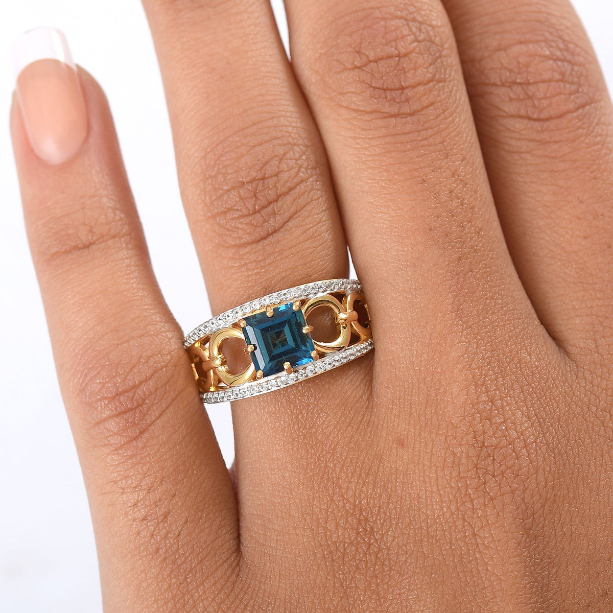 GP - Snaffle Collection Marambaia London Blue Topaz, Blue Sapphire &amp; White Zircon Ring in 18K Vermeil Yellow Gold Plated Sterling Silver 3.57 Ct. 8307819 3