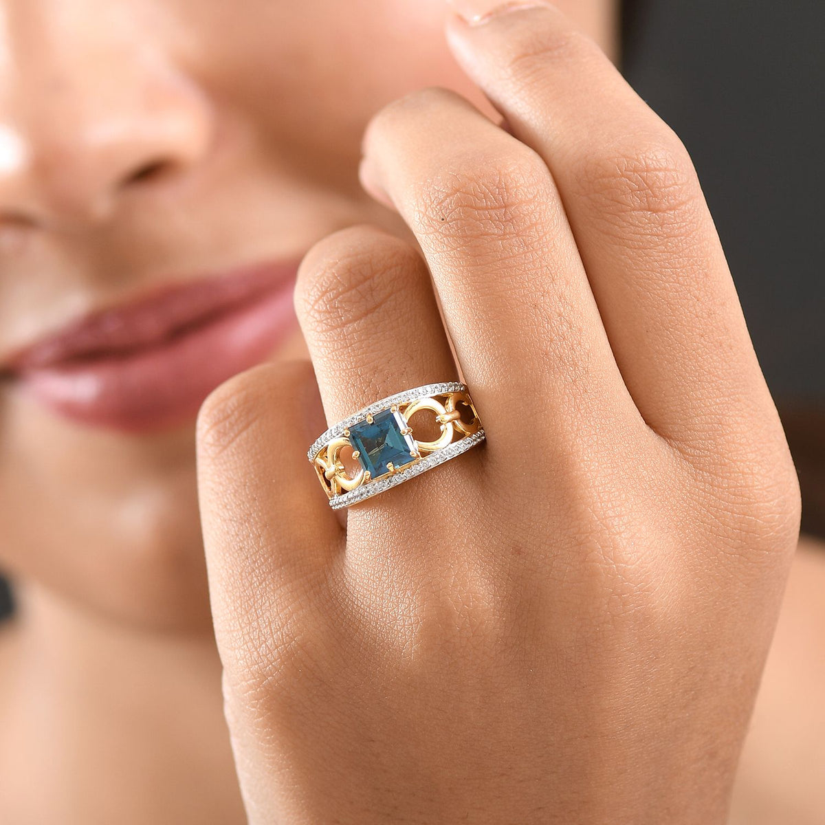 GP - Snaffle Collection Marambaia London Blue Topaz, Blue Sapphire &amp; White Zircon Ring in 18K Vermeil Yellow Gold Plated Sterling Silver 3.57 Ct. 8307819 4